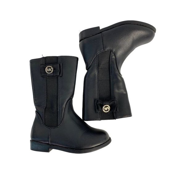 Girls youth Toddler Michael Kors Boots black bow tie logo size 7 6038 EUC - Picture 2 of 9